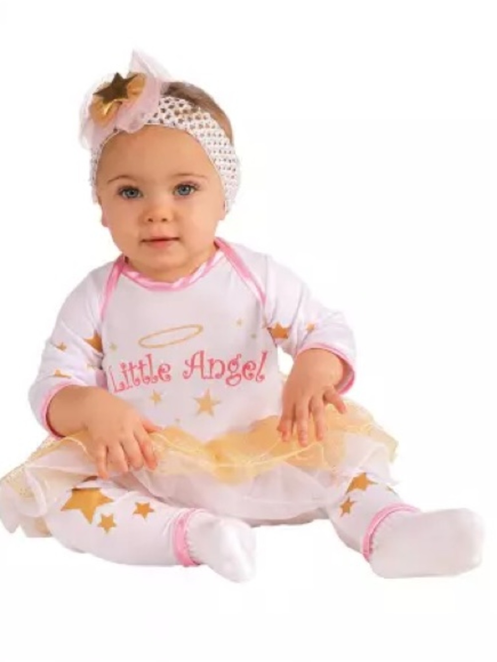 Baby Little Angel Gold Star Tutu Outfit - Pink & Gold